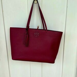 Tory Burch, Large Burgundy Toggle Tote Bag